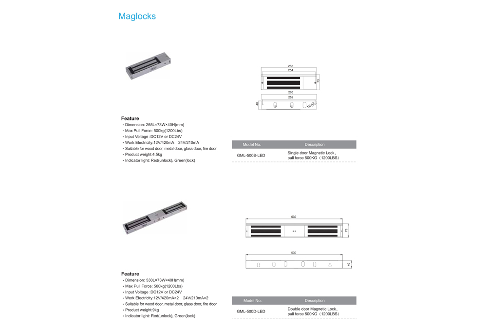 Specification of Magnetic Lock