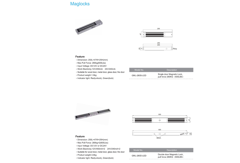 Specification of Magnetic Lock