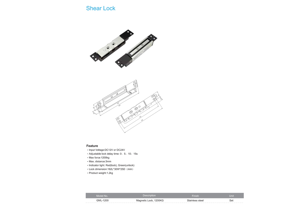 Specification of Magnetic Lock