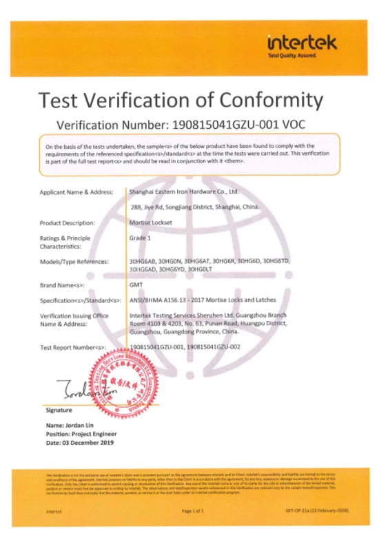 test verification of conformity